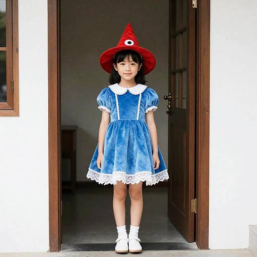 Girl in Fish Costume by Doorway