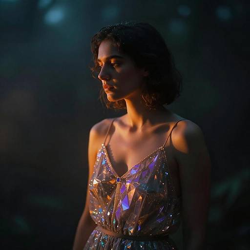 Surreal Crystal Woman in Orange Purple