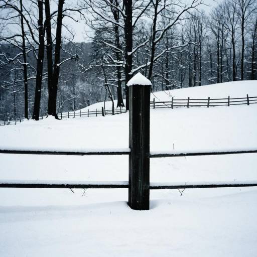 Snow Covered Wooden Fence Post with Deep Snow Void