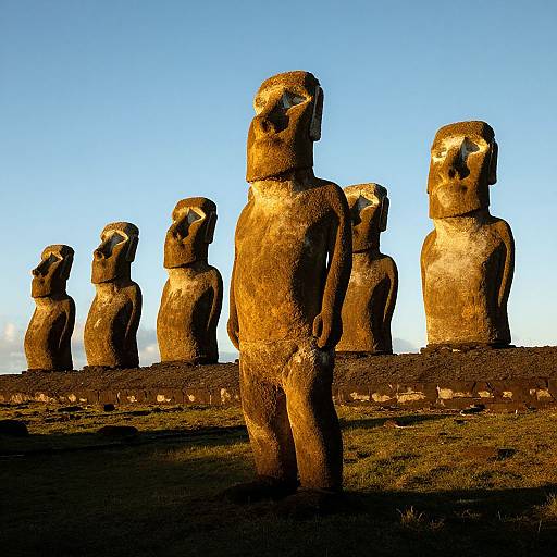 Man Among Easter Island Statues