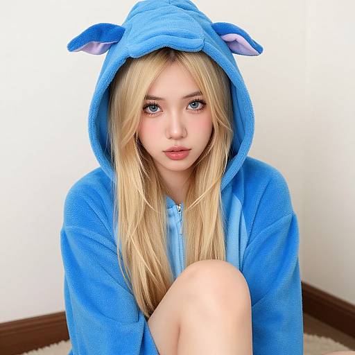 Realistic Bluey Onesie Costume Portrait