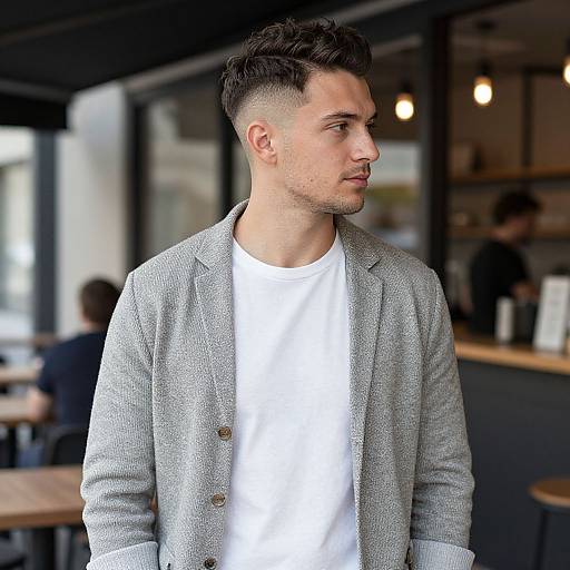 Stylish European Man in Trendy Café