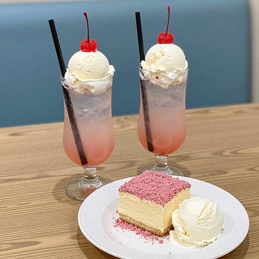 Refreshing Pink Drinks and Cake Delight
