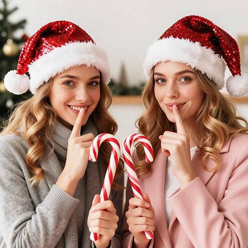 Festive Duo with Candy Canes and Cheer