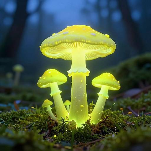 Neon Yellow Mushroom in Fantasy Twilight
