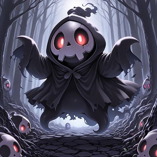 Illustration of Duskull, pokemon in the style of Shishi juuroku