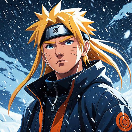 Stylized Portrait of Naruto in Blizzard Weather