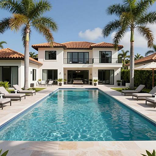 Luxury Modern Mansion with Pool and Palm Trees