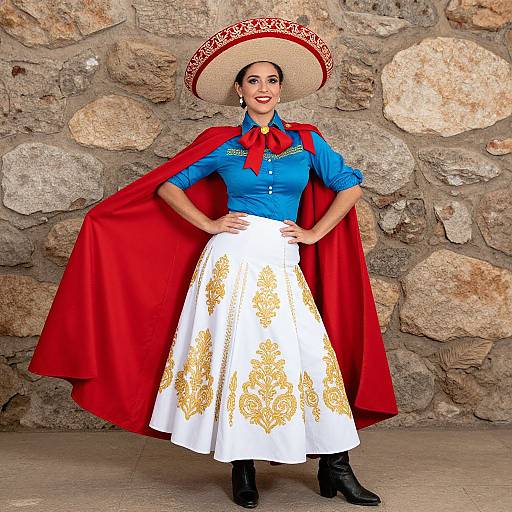 Confident Woman in Vibrant Traditional Outfit