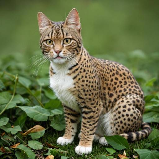 Playful Sleek Bengal Cat in Green Playful Sleek Bengal Cat in Green