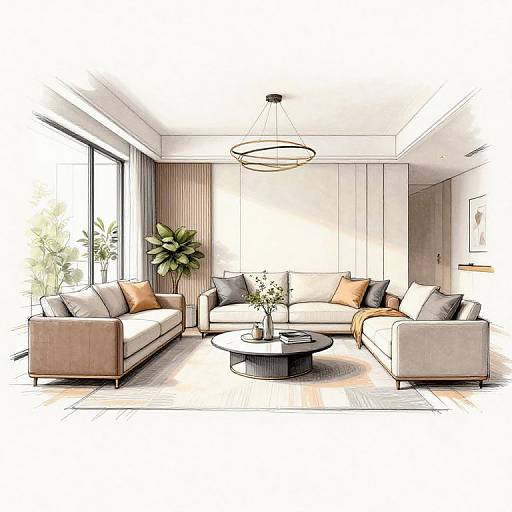 Modern Minimalist Interior Sketch