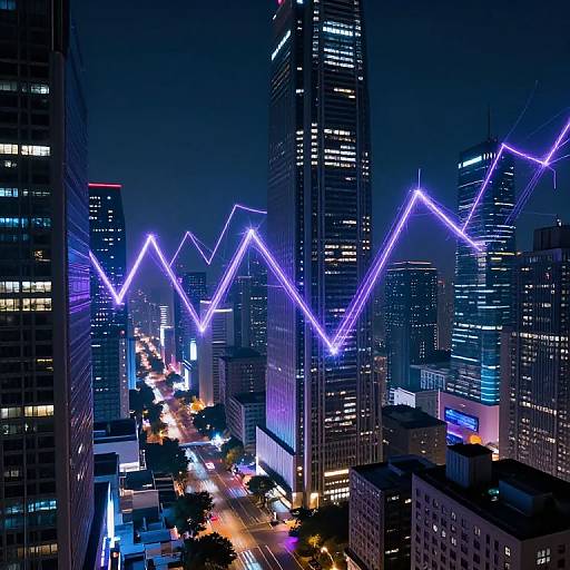 Cyberpunk Cityscape with Zigzag Energy Trails