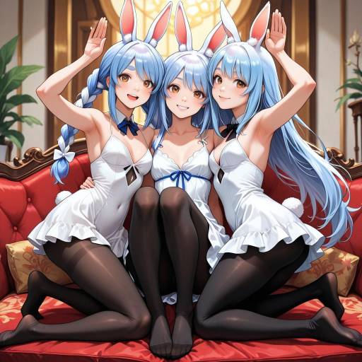 Charming Rabbit Girls in Stylish Attire