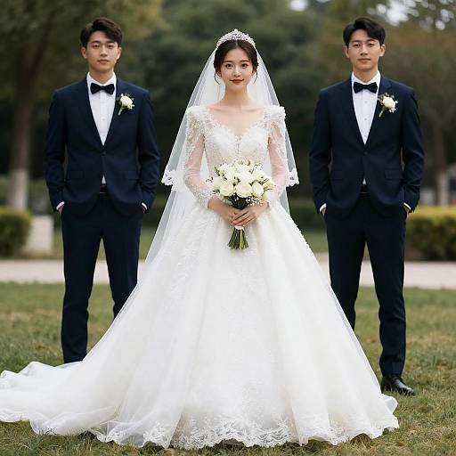 Bride in Wedding Dress with Groom