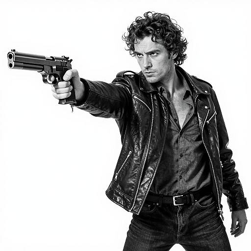 Dramatic Black and White Gunman Portrait