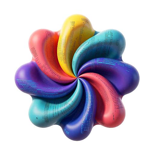 Vibrant Abstract AI Digital Code Swirl