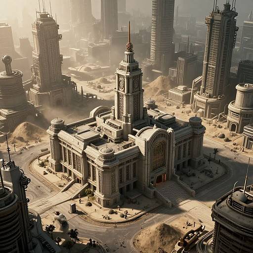 Futuristic City Hall with Machinery