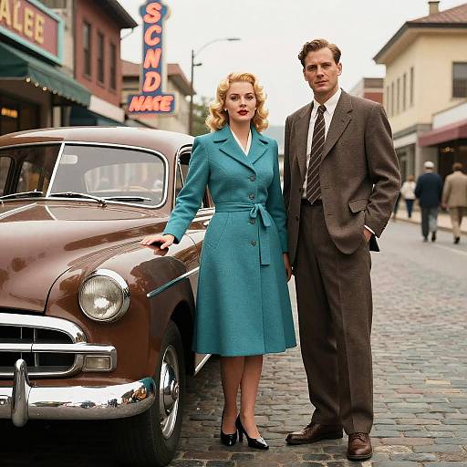 Vintage 1950s Street Scene Photo
