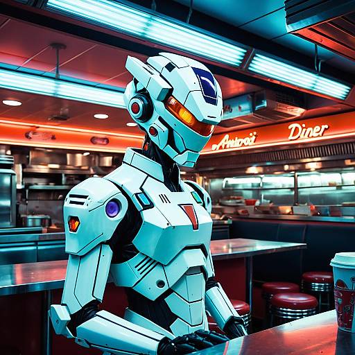 Android Chef in Neon Retro Diner