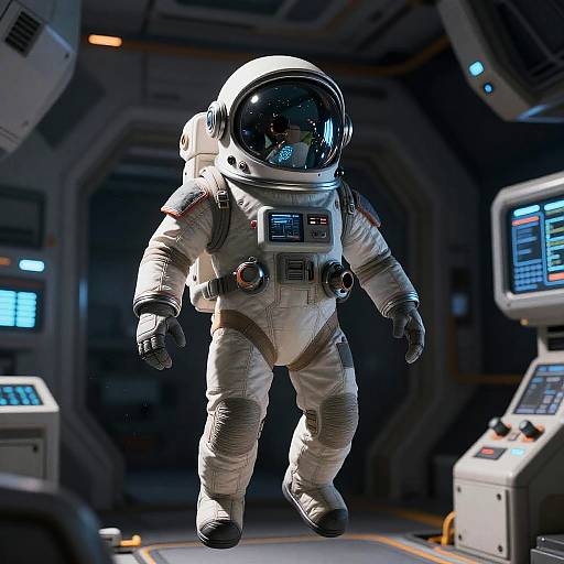 Realistic Among Us Character in Spacecraft