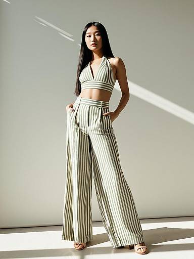 Chic Parisian Striped Two-Piece Fashion