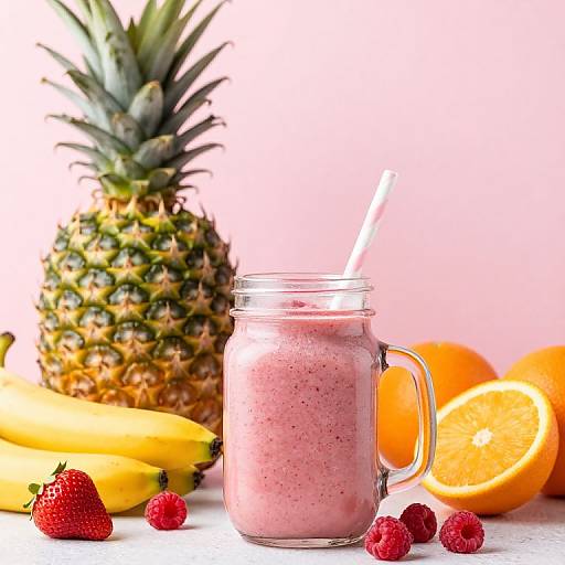 Pink Smoothie in Mason Jar