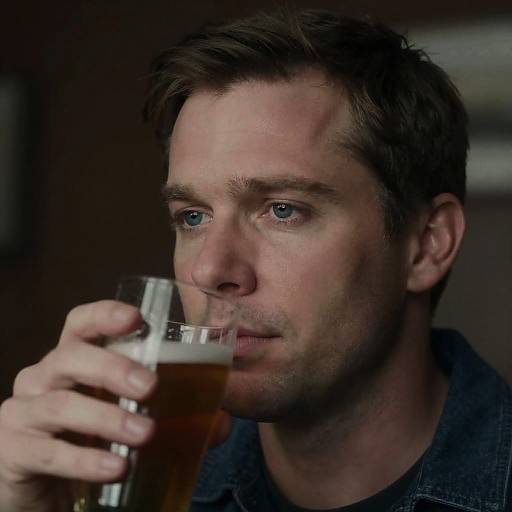 Close-Up Portrait of a Man with Beer