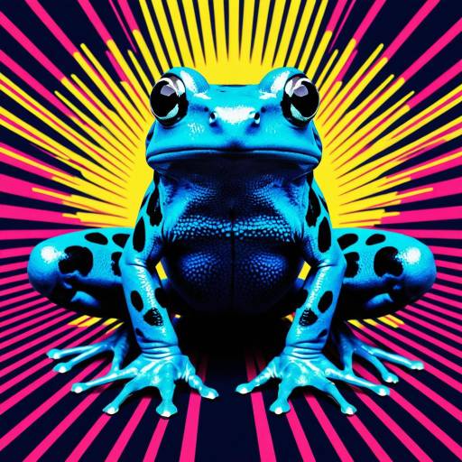 Neon Blue Dart Frog with Pop Art Background