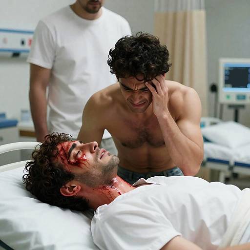 Intense Hospital Scene with Two Men