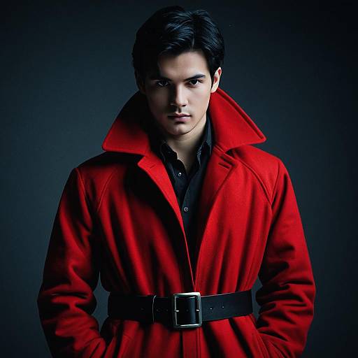 Man in Red Coat with Black Belt