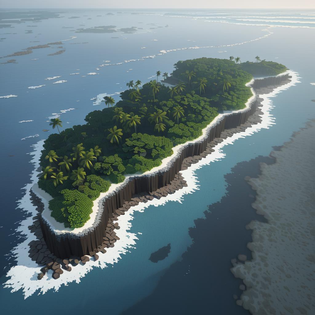 Misty Coral Atoll in Isometric View