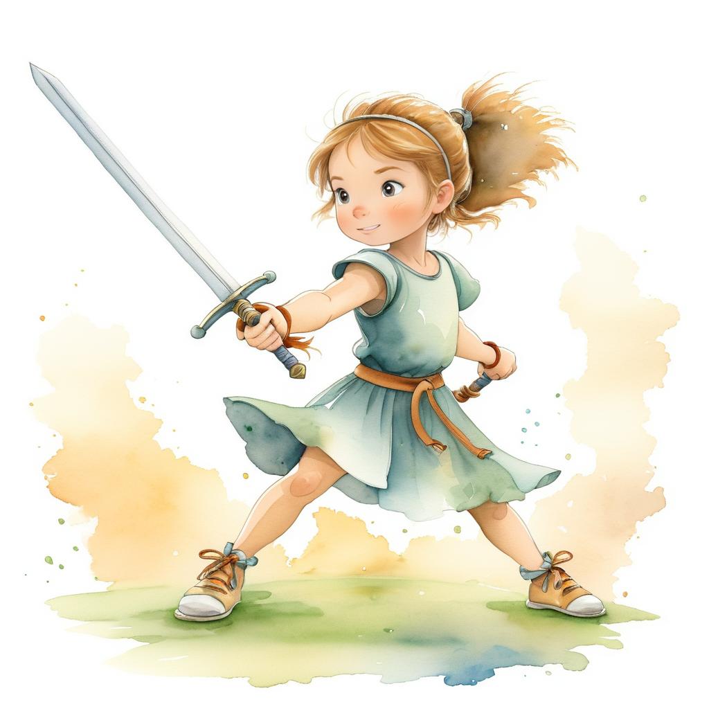 Whimsical Illustration of Courageous Girl