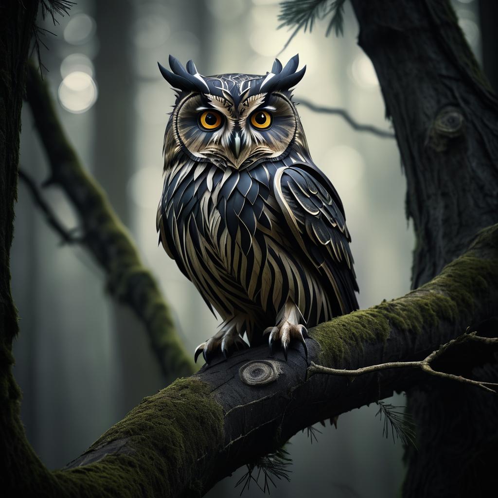 Mystical Owl in Ancient Forest