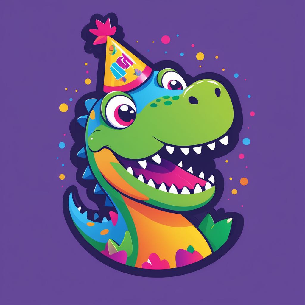 Cheerful Cartoon Dinosaur Birthday Logo