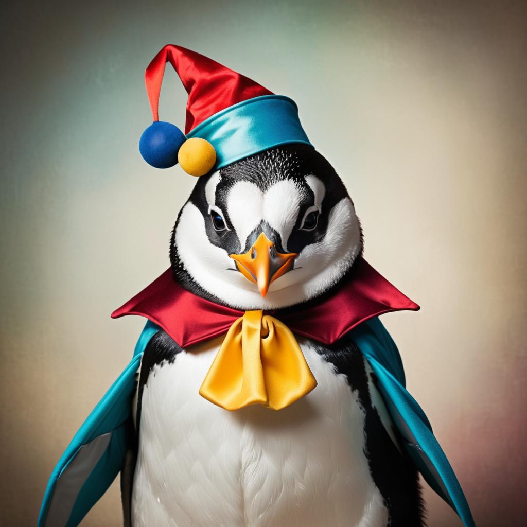 Whimsical Penguin Jester Posing Playfully