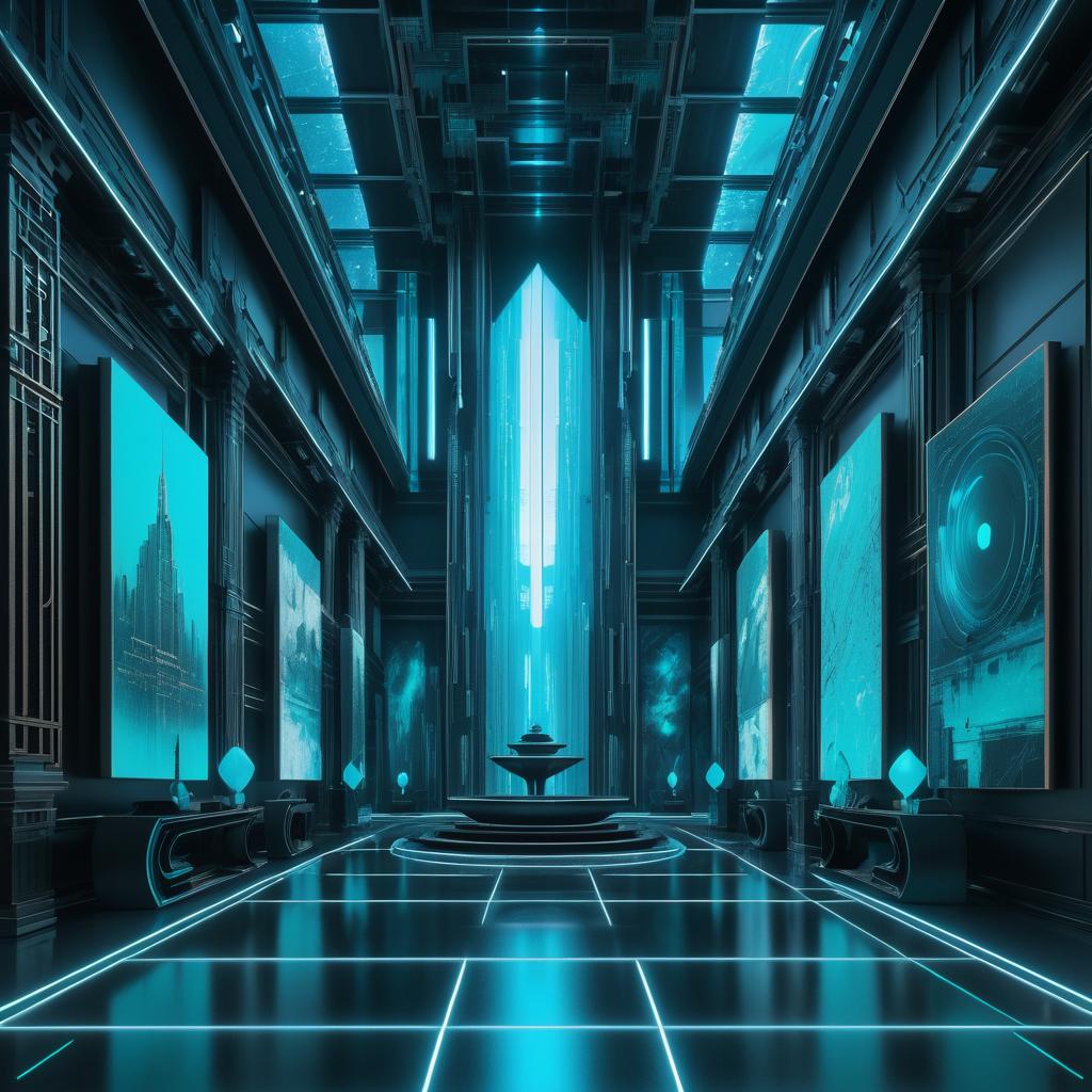 Cyberpunk Art Gallery Interior Design