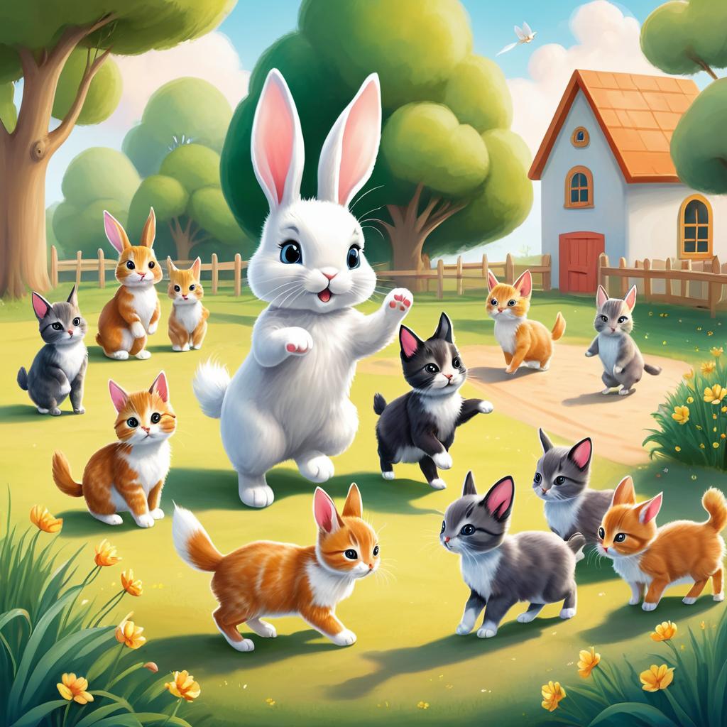 Whimsical Rabbits and Kittens Adventure