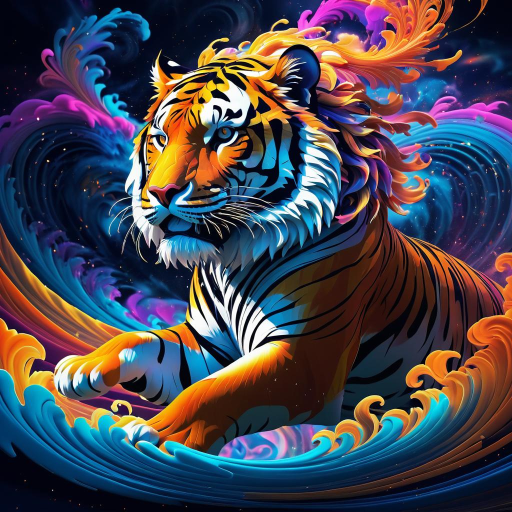 Majestic Tiger on a Whirling Tornado