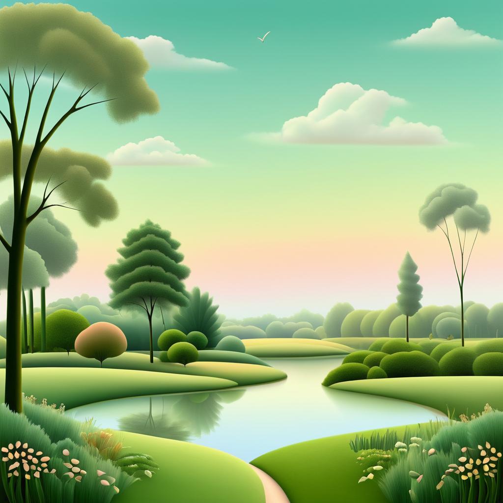 Dreamy Pastoral Landscape in Rousseau Style