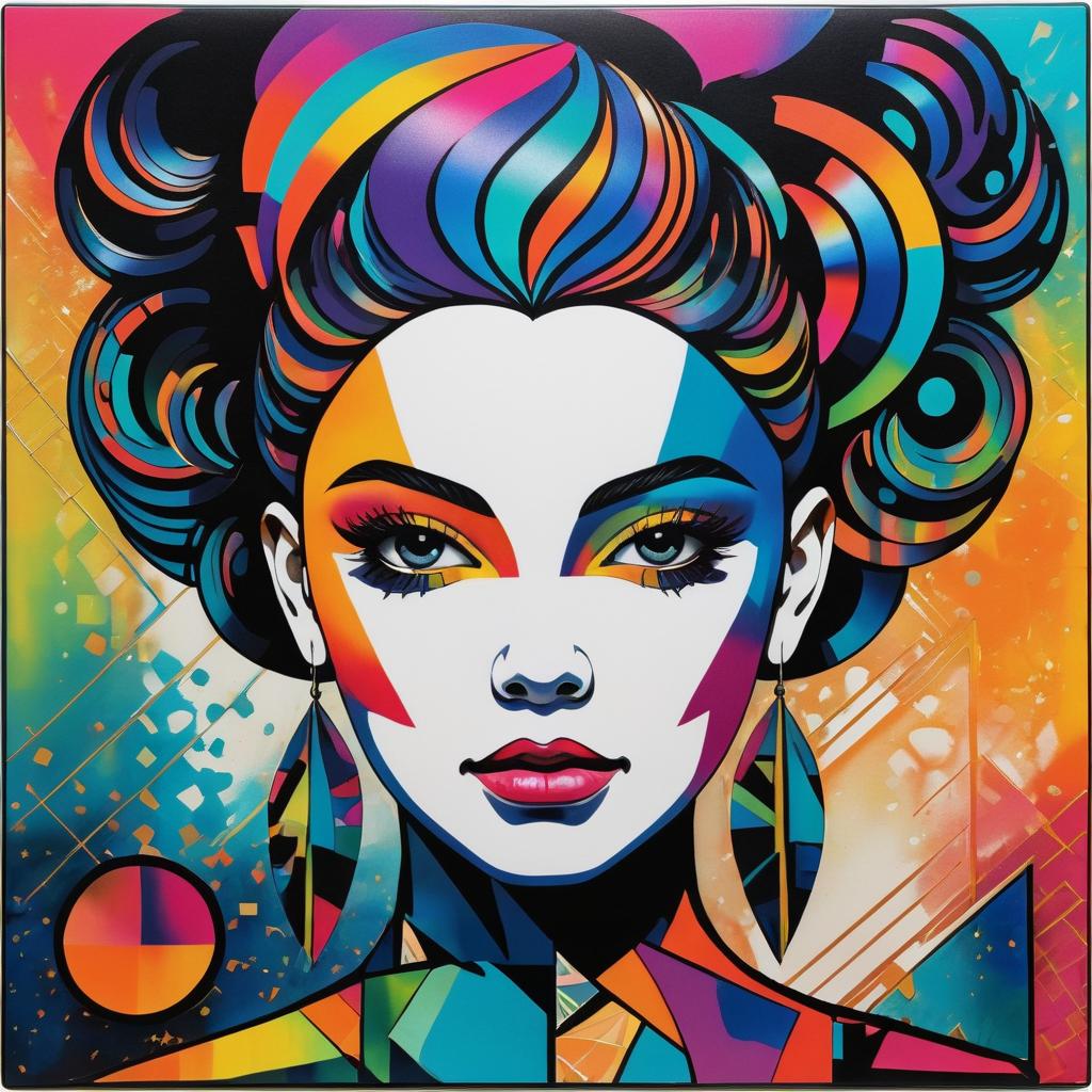 Abstract Colorful Portrait of a Young Girl