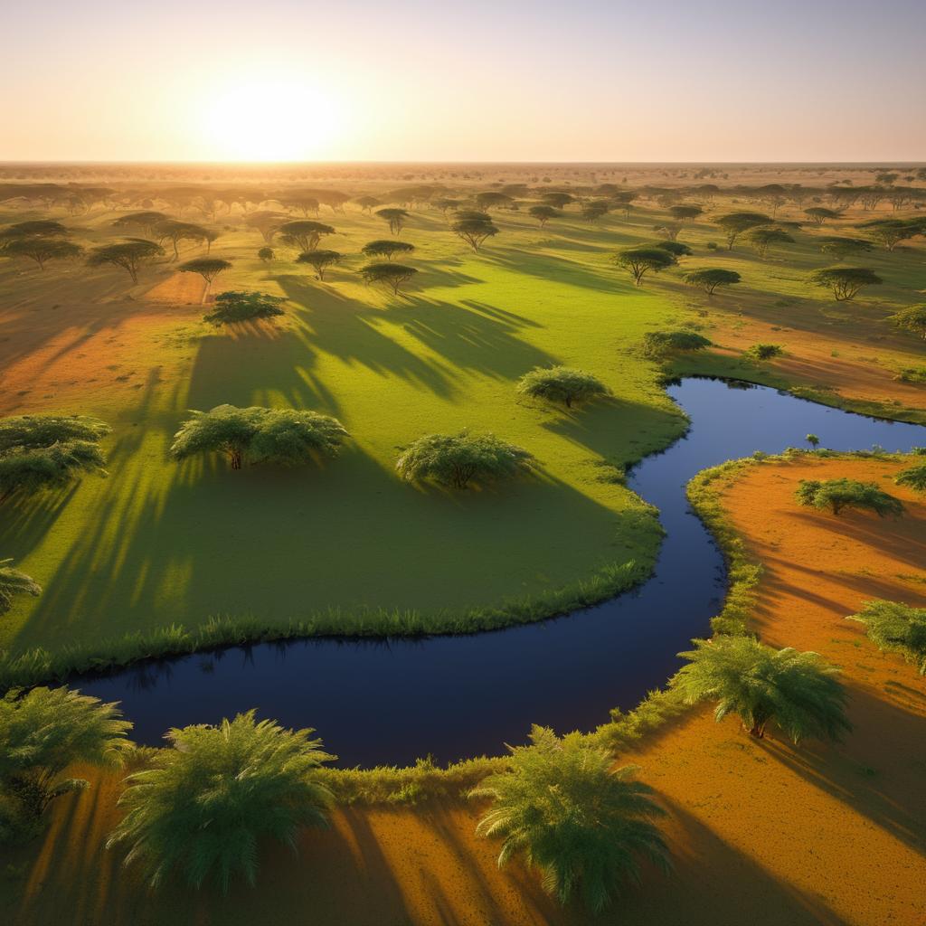 Ultra-Realistic Sunset Over Abidjan Savanna