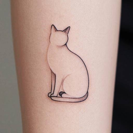 Minimalist Thin Line Cat Tattoo