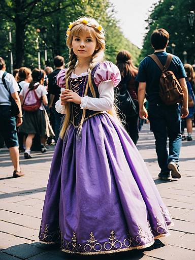 Child in Rapunzel Costume at Cosplay Festival