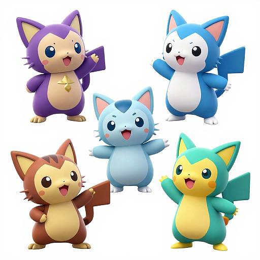 Colorful Cute Cat Pokémon Trio