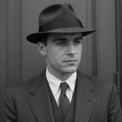 Vintage Portrait of Man in Fedora and Suit