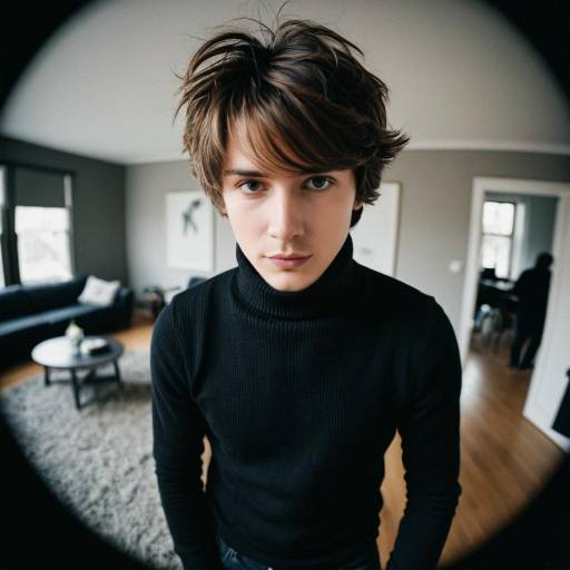 Young man in black turtleneck indoors