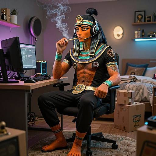 Realistic Sergal Gaming Streamer Portrait