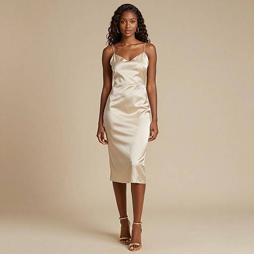 Elegant Black Woman in Silk Evening Gown