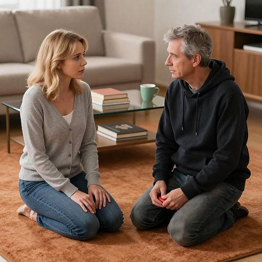 Candid Living Room Conversation Moment