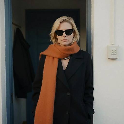 Blonde Woman in Dimly Lit Doorway